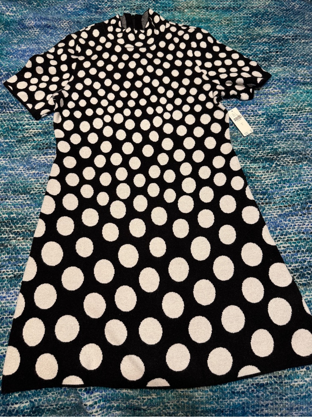 ✨ Anthropologie Nina Short-Sleeve Mock-Neck Mod Mini Dress Sz L - Picture 5 of 7
